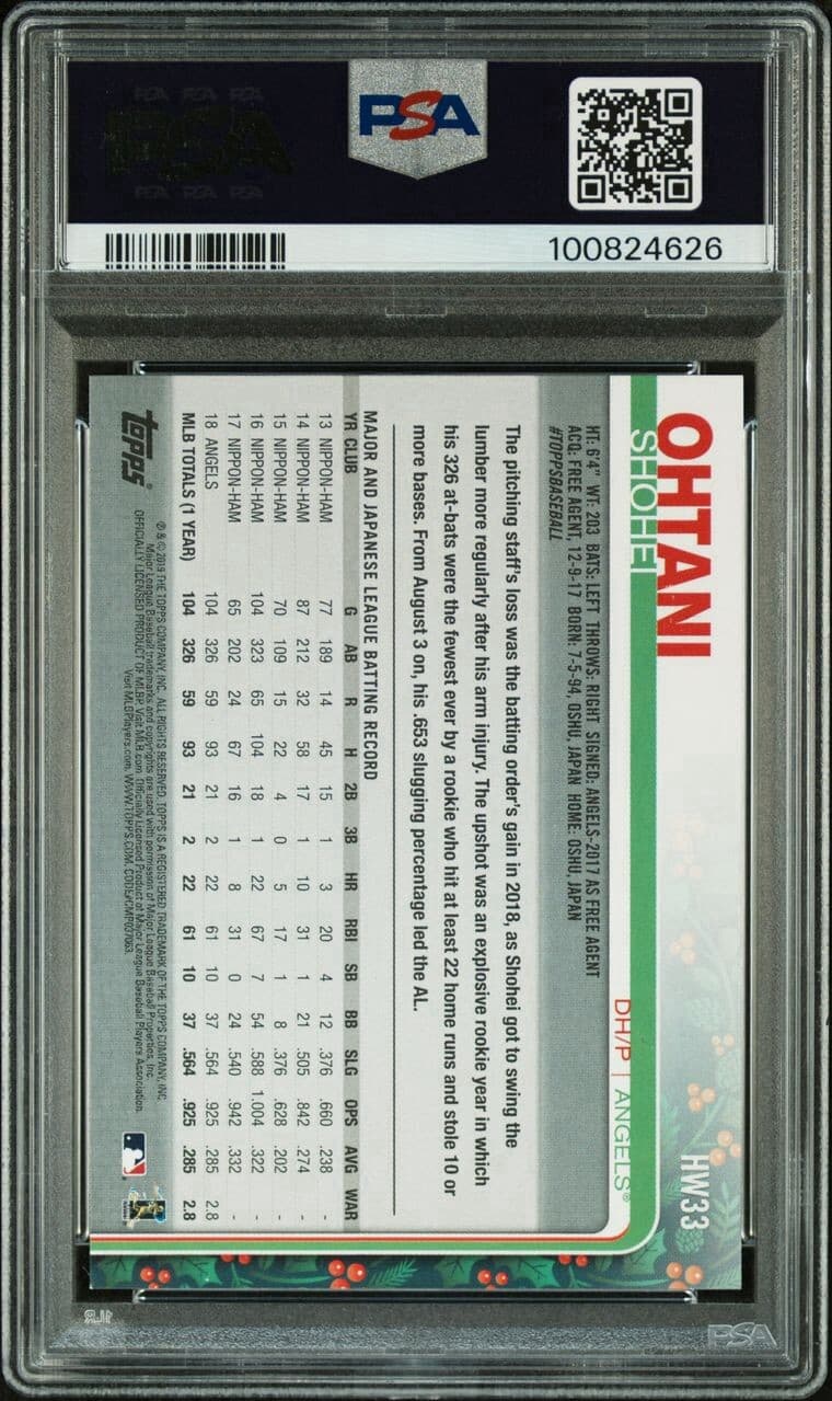 2019 Topps Holiday Shohei Ohtani #33 Holding Presents PSA 9 All Star Rookie Cup