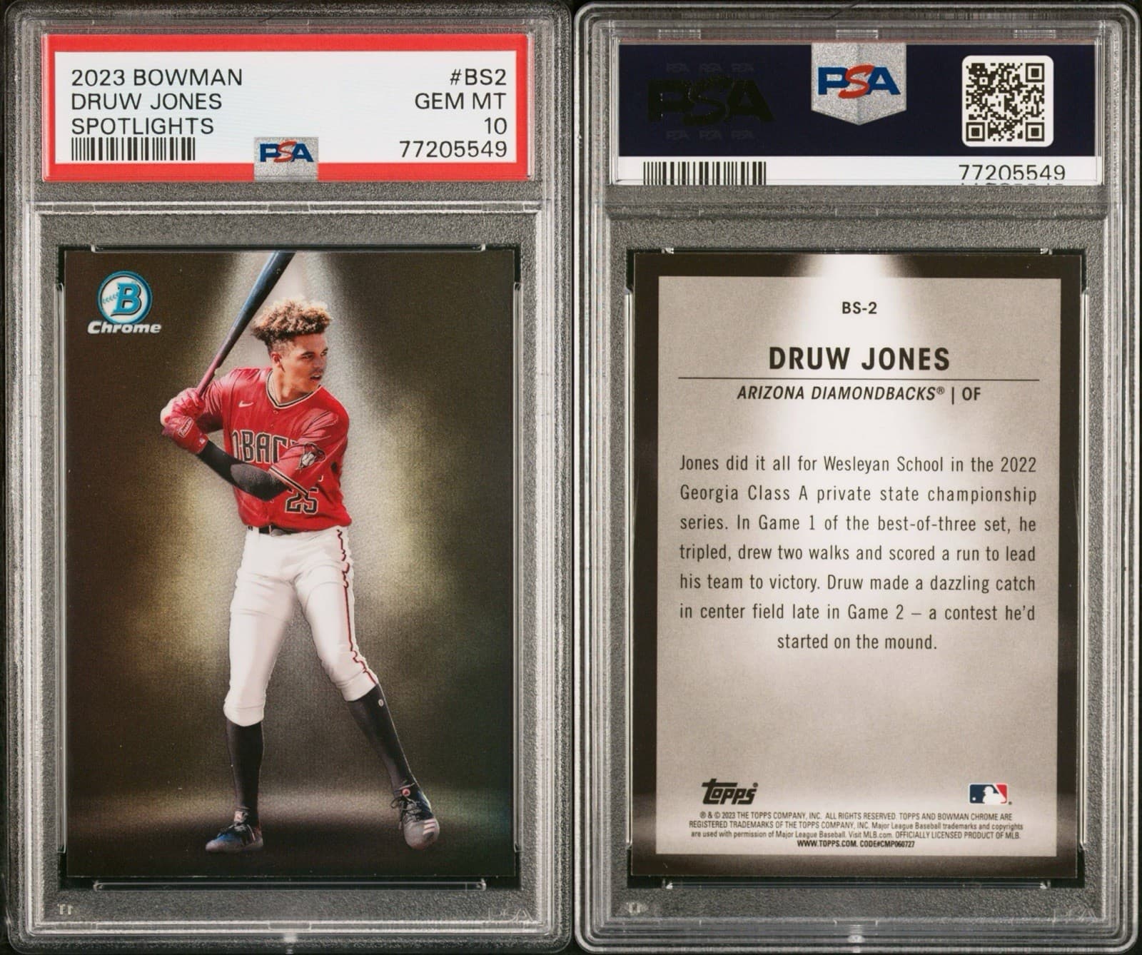 2023 Bowman - Bowman Spotlights Druw Jones #BS-2 (RC). PSA 10 GEM MT