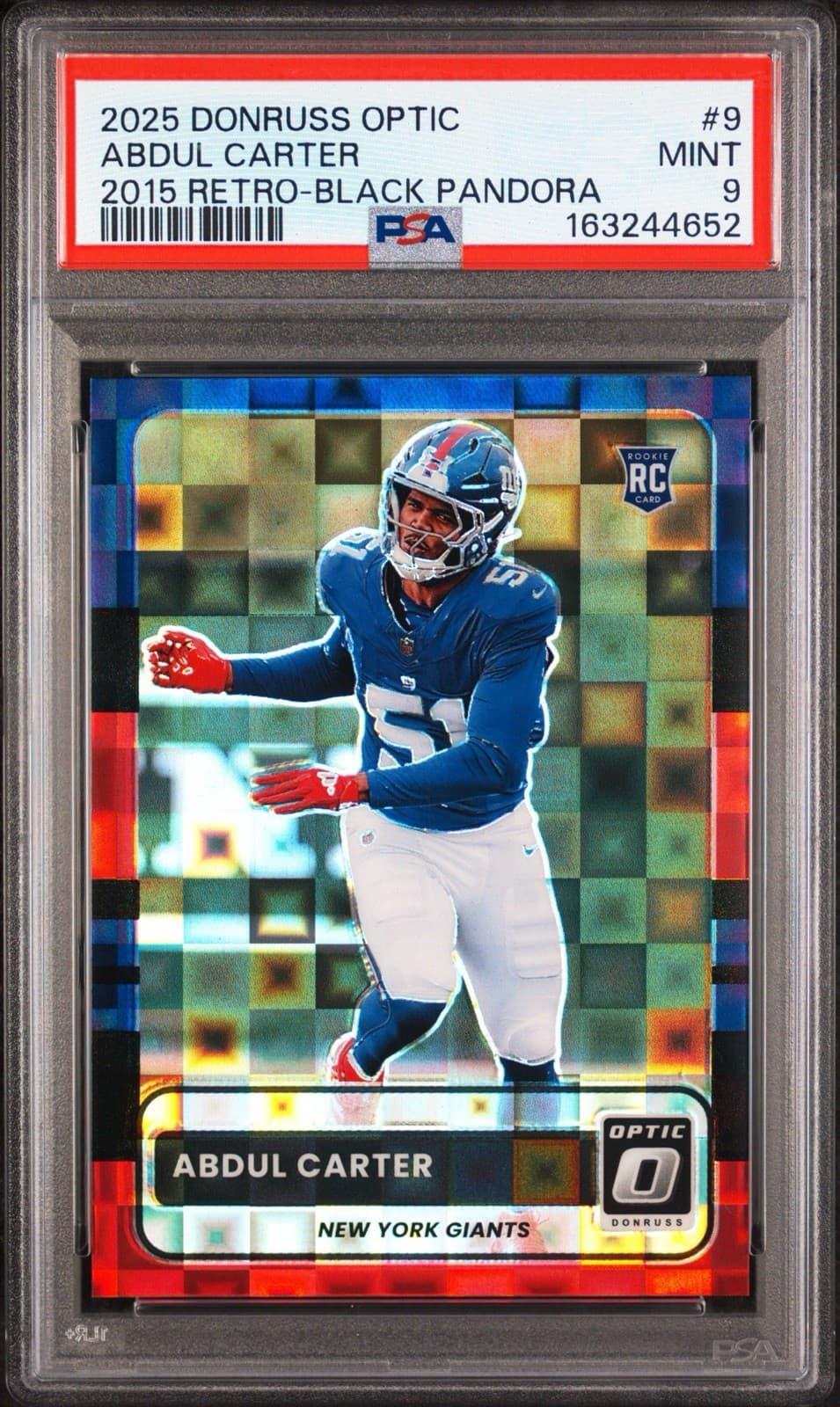 2025 Donruss Optic - 2015 Retro Abdul Carter #9 (RC) - Black Pandora /149. PSA 9
