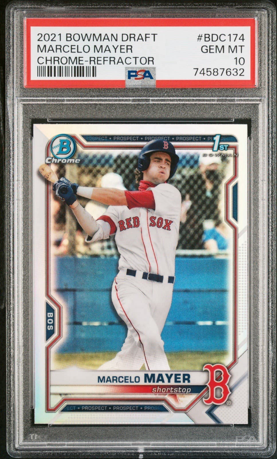 2021 Bowman Draft Marcelo Mayer - Chrome Refractor #BDC-174 (RC). PSA 10 GEM MT