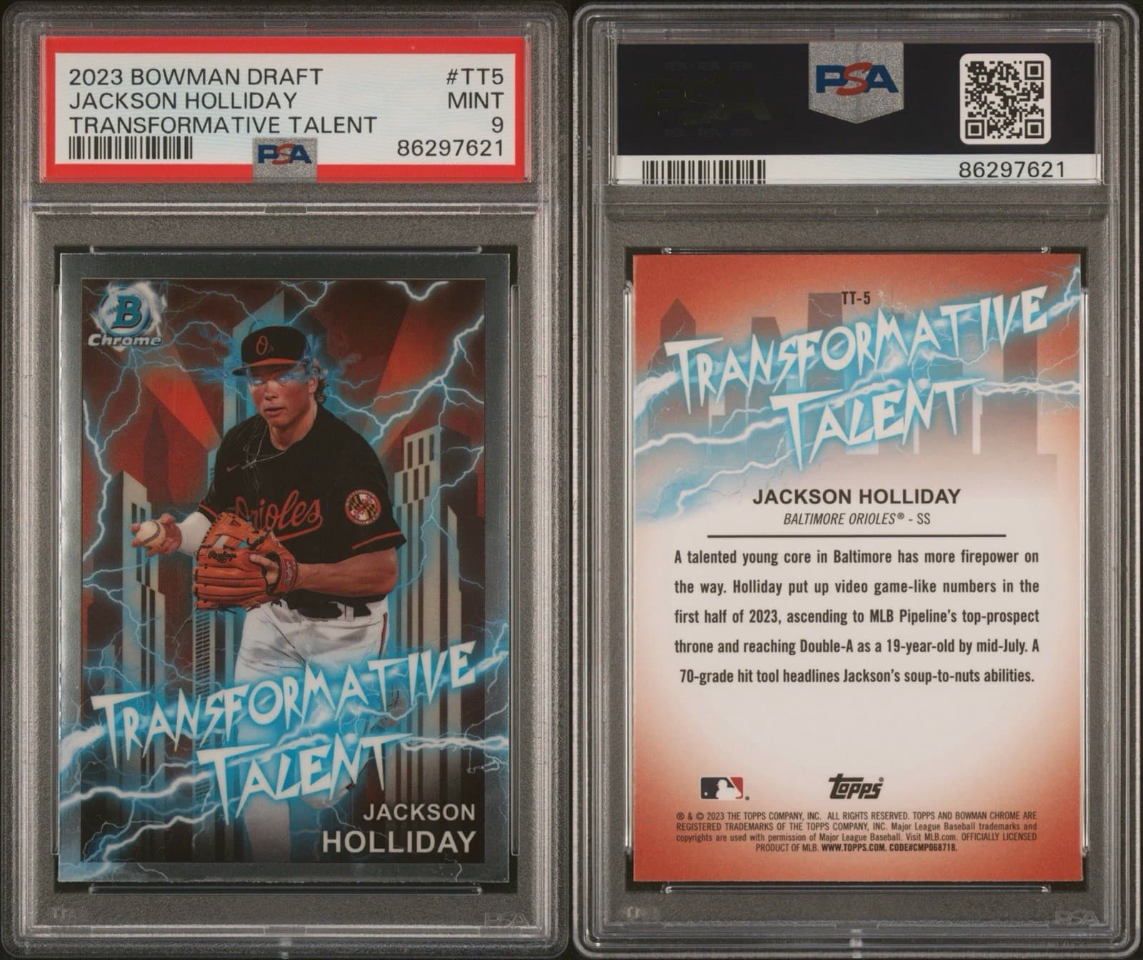 2023 Bowman Draft - Transformative Talent Jackson Holliday #TT5 (RC). PSA 9 Mint
