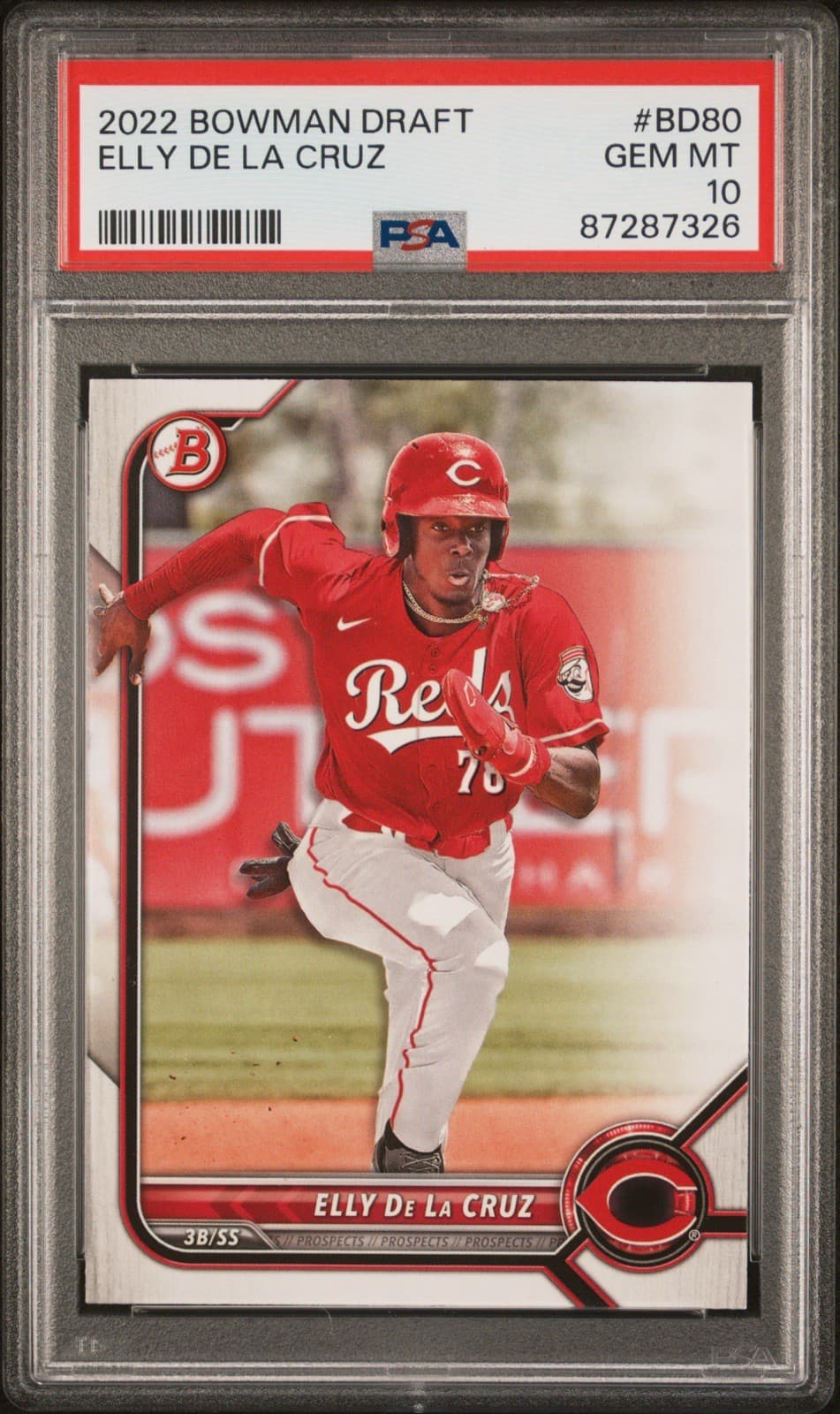 2022 Bowman Draft - Elly De La Cruz #BD-80 (RC). PSA 10 GEM MT.