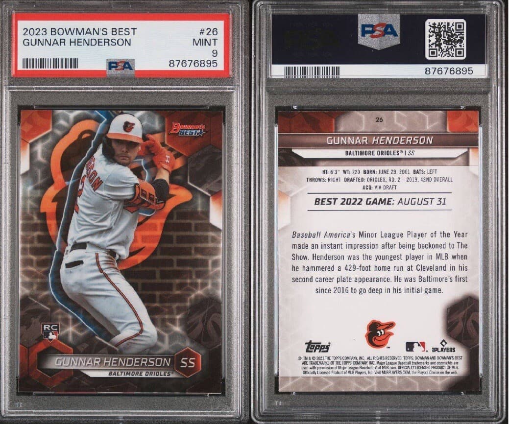 2023 Bowman's Best #26 Gunnar Henderson (RC). PSA 9
