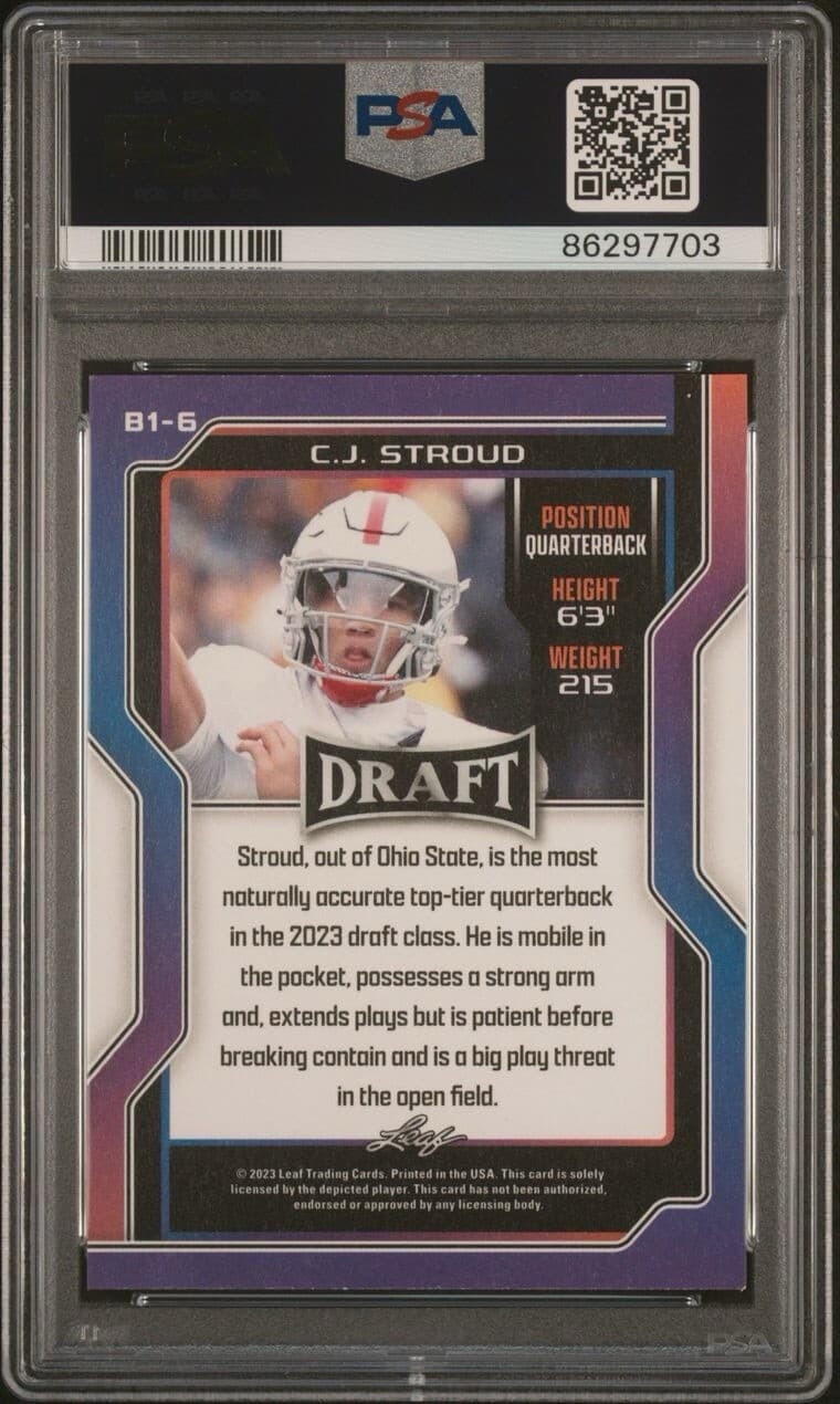 2023 Leaf Draft CJ Stroud V1 Red #B1-6 PSA 9