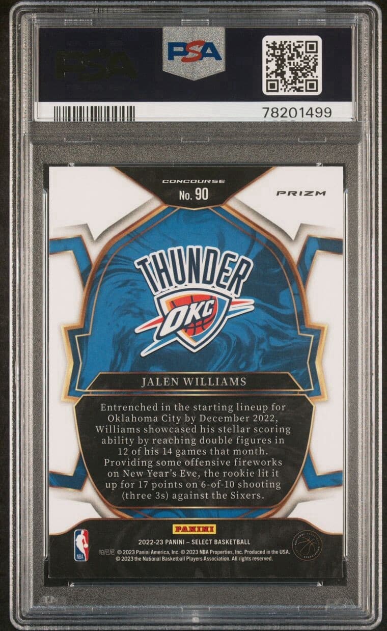 2022 Select Jalen Williams #90  Tri Color PSA 9 MINT Rookie RC