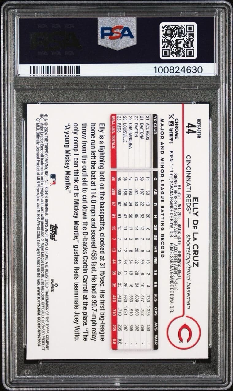 2024 Topps Chrome Elly De La Cruz Refractor #44 PSA 7