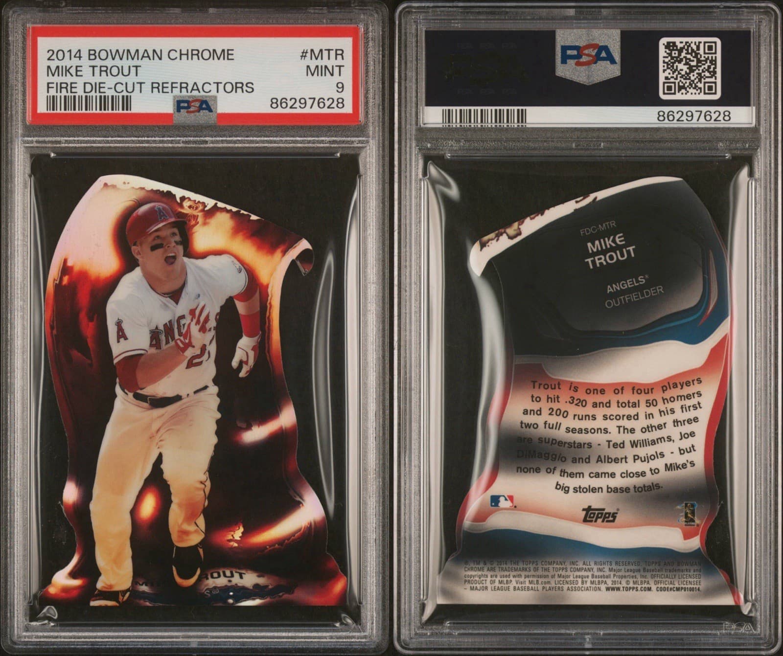 2014 Bowman Chrome Fire Die-Cut Refractors #MTR Mike Trout MINT PSA 9 Mint