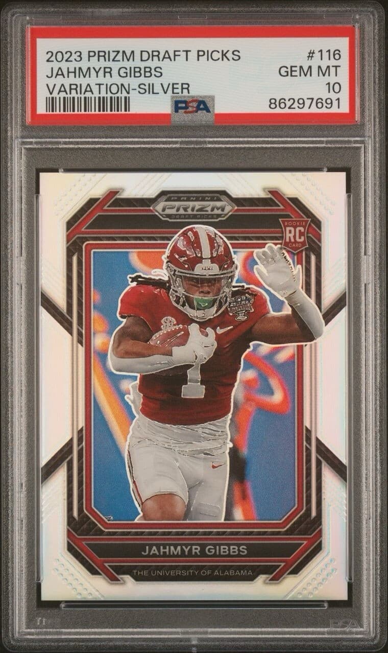 2023 Panini Prizm Draft Picks - Variation Silver #116 Jahmyr Gibbs (RC) PSA 10