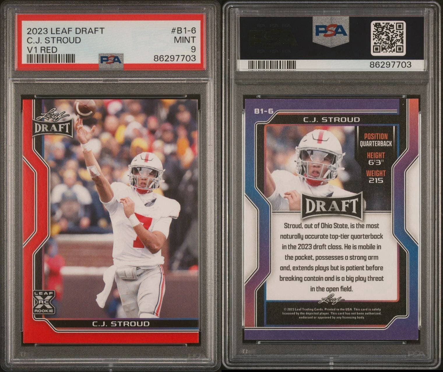 2023 Leaf Draft CJ Stroud V1 Red #B1-6 PSA 9