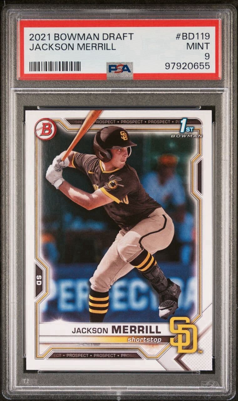 2021 BOWMAN DRAFT JACKSON MERRILL BD119 PSA 9 MINT  1ST BOWMAN