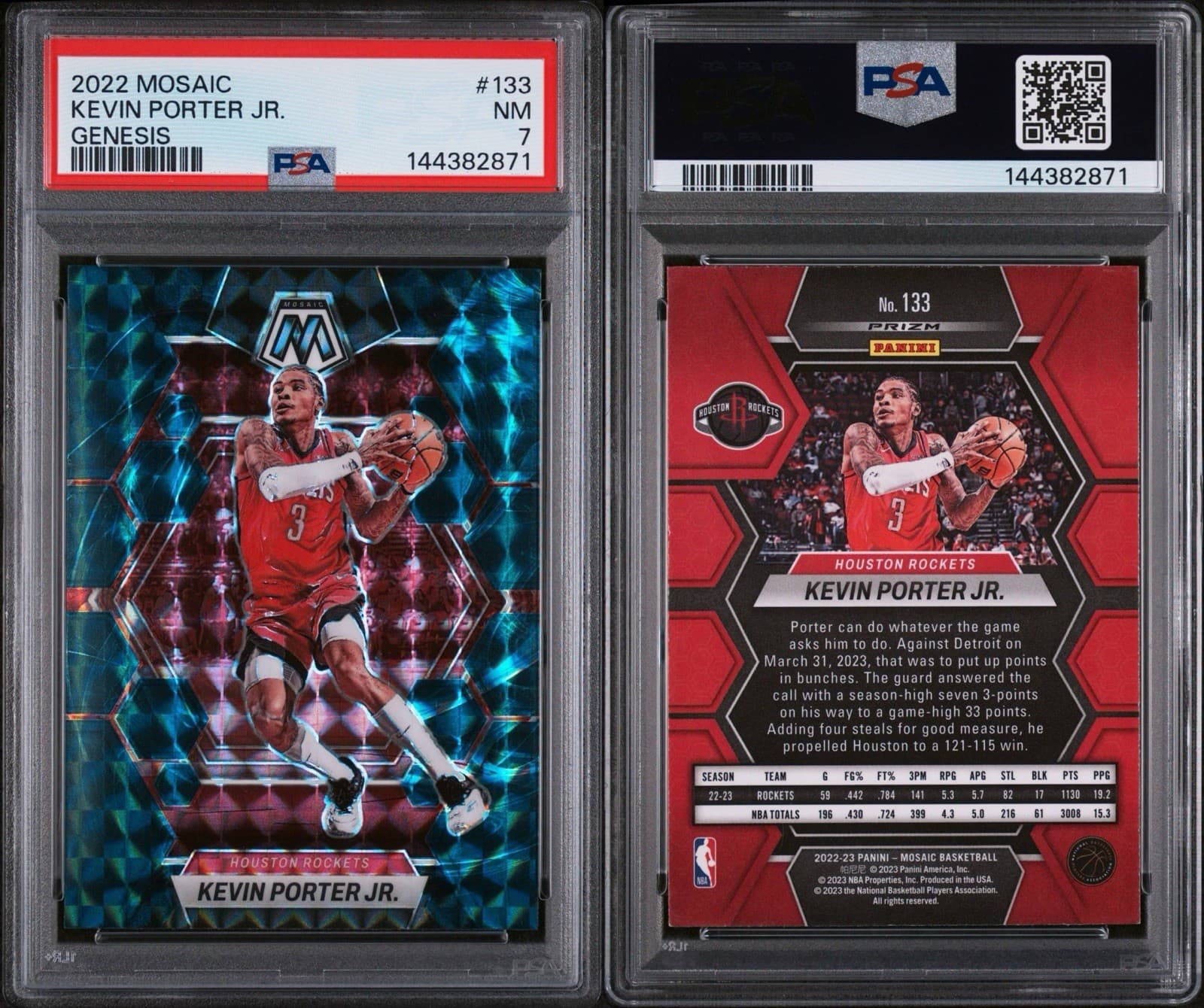 2022 PANINI MOSAIC #133 KEVIN PORTER JR. GENESIS. SSP CASE HIT. PSA 7 NM