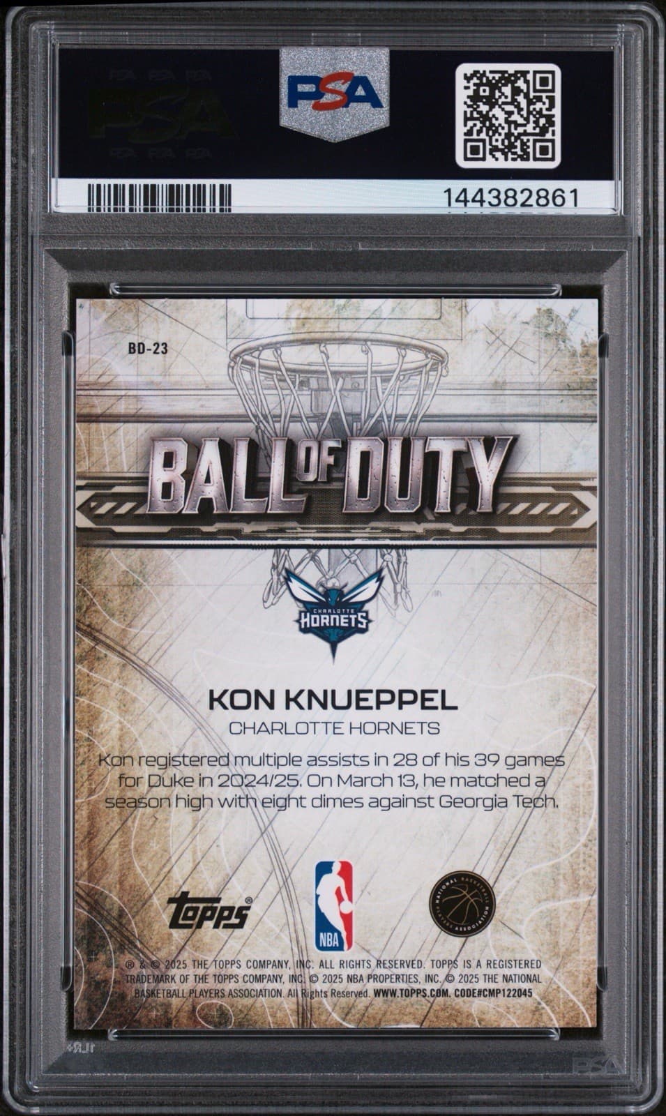 2025-26 Topps Chrome - Ball of Duty Kon Knueppel #BD-23 (RC). PSA 9 MINT