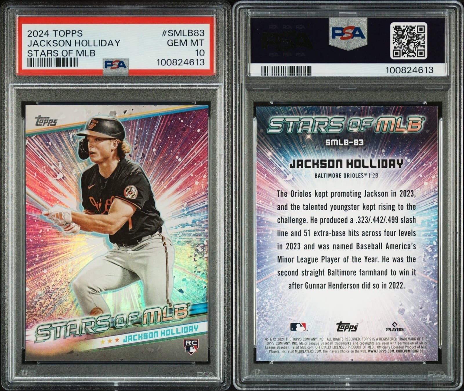 2024 Topps - Stars of MLB - Jackson Holliday #SMLB-83 (RC). PSA 10 GEM MT