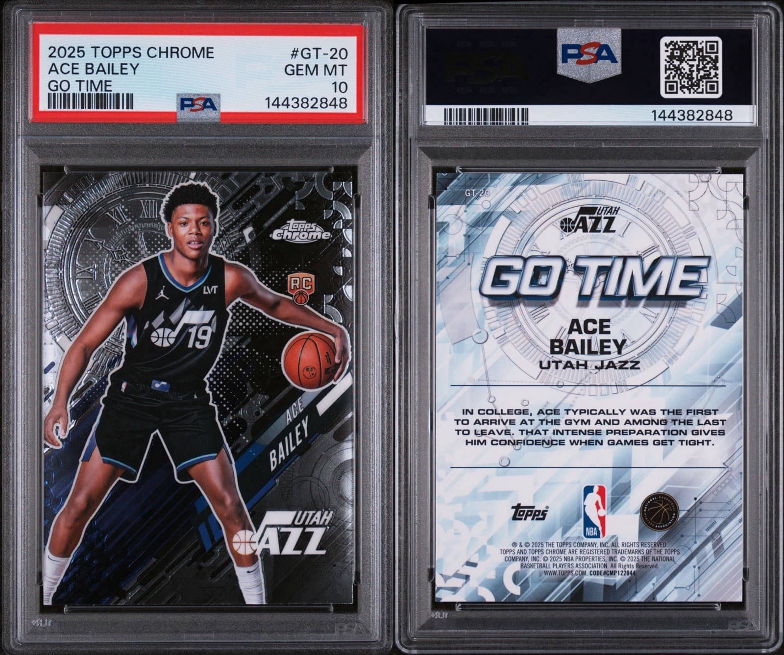 2025-26 Topps Chrome - Go Time Ace Bailey #GT-20 (RC). PSA 10 GEM MT