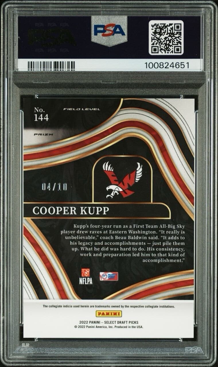 2022 Select Draft Picks Field Level Cooper Kupp. Gold Prizm 4/10. PSA 10. Pop 1!