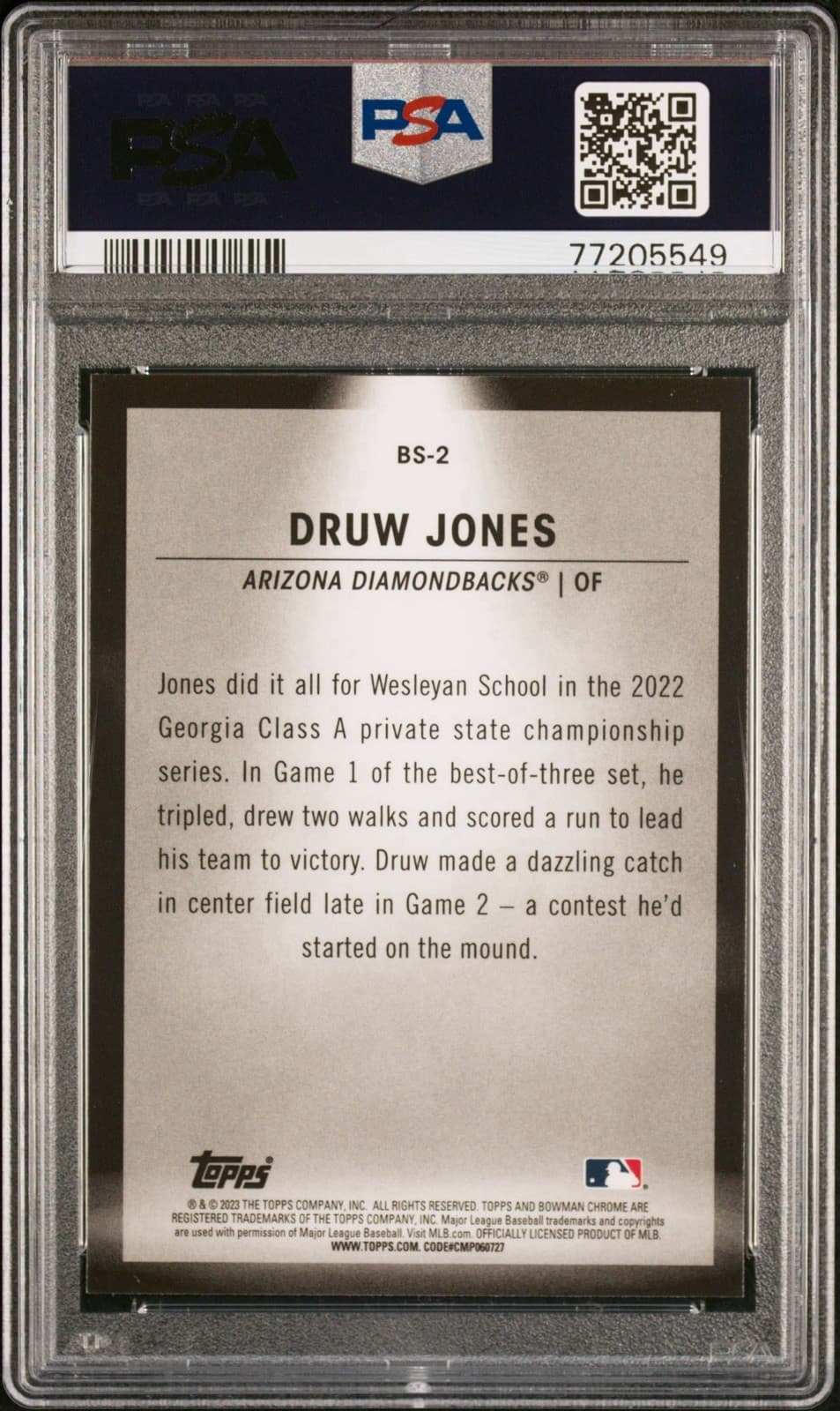 2023 Bowman - Bowman Spotlights Druw Jones #BS-2 (RC). PSA 10 GEM MT