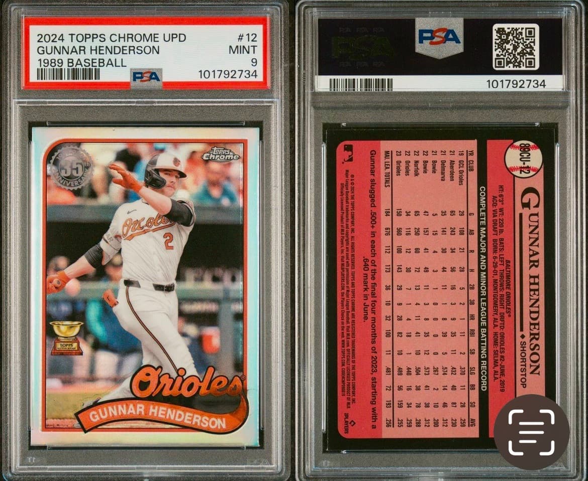 2024 Topps Chrome Update - 1989 Baseball #89CU-12 Gunnar Henderson. PSA 9. Pop 4