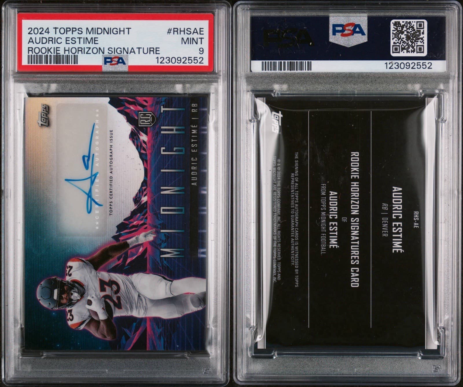 2024 Topps Midnight - Rookie Horizon Signatures Audric Estime #RHS-AE. PSA 9