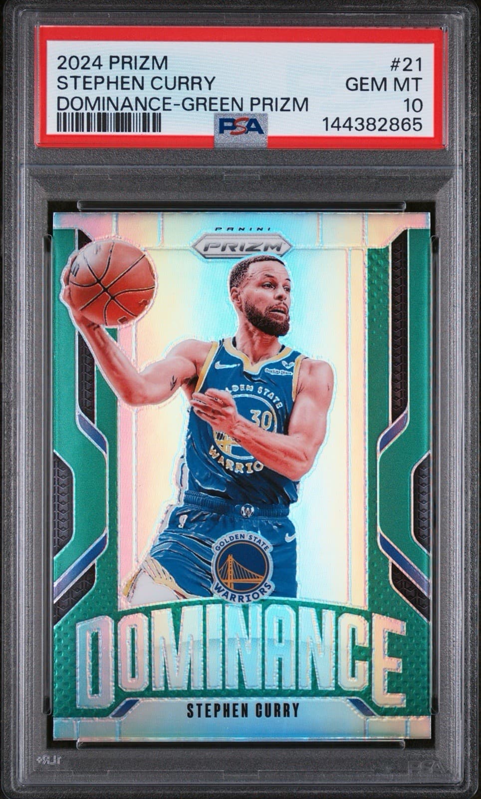 2024-25 Panini Prizm - Dominance Stephen Curry #21 Green Prizm. PSA 10. Pop 5!