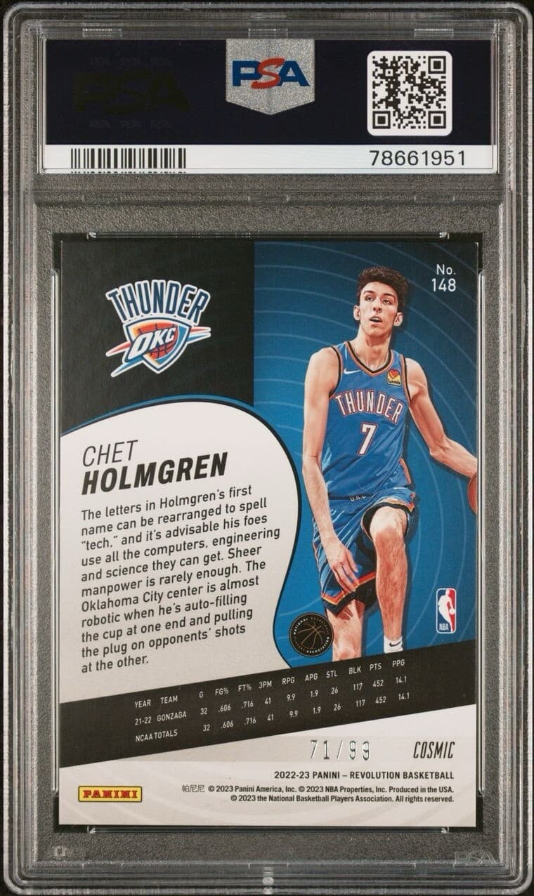 2022-23 Panini Revolution Rookie Cosmic /99 Chet Holmgren #148 PSA 9
