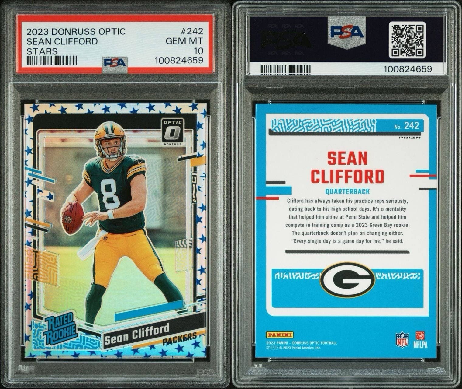 2023 DONRUSS OPTIC STARS RC SEAN CLIFFORD #242 PSA 10 RATED ROOKIE. Pop 5!