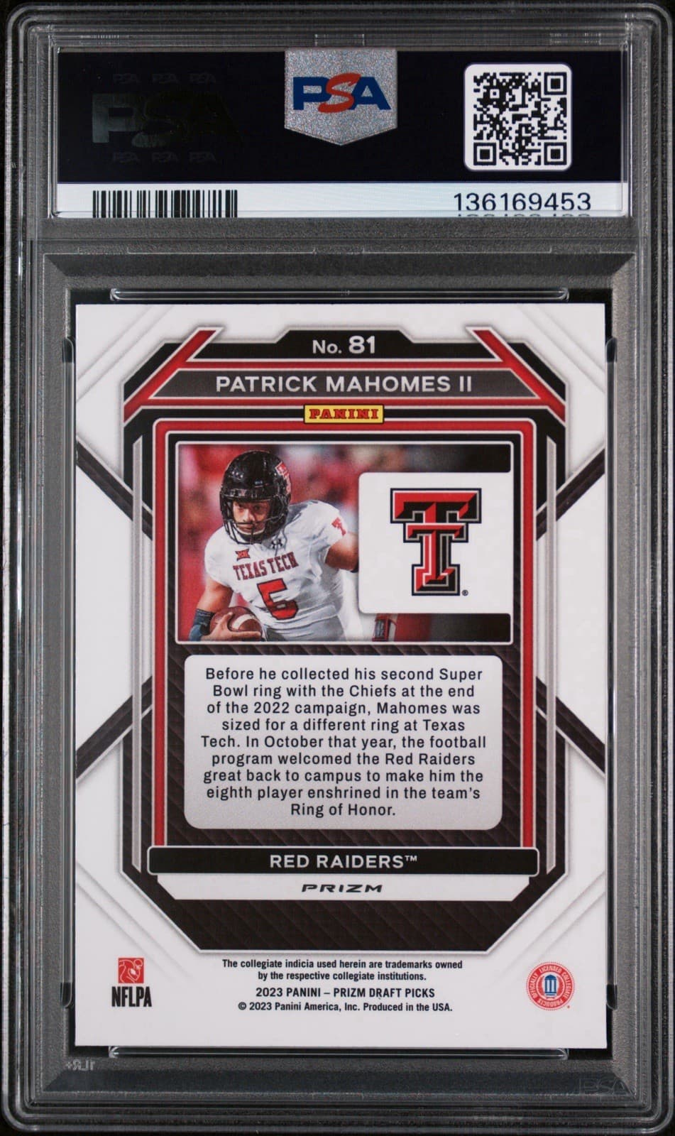 2023 Prizm Draft Picks - Patrick Mahomes #81 Silver Prizm. PSA 9 MINT