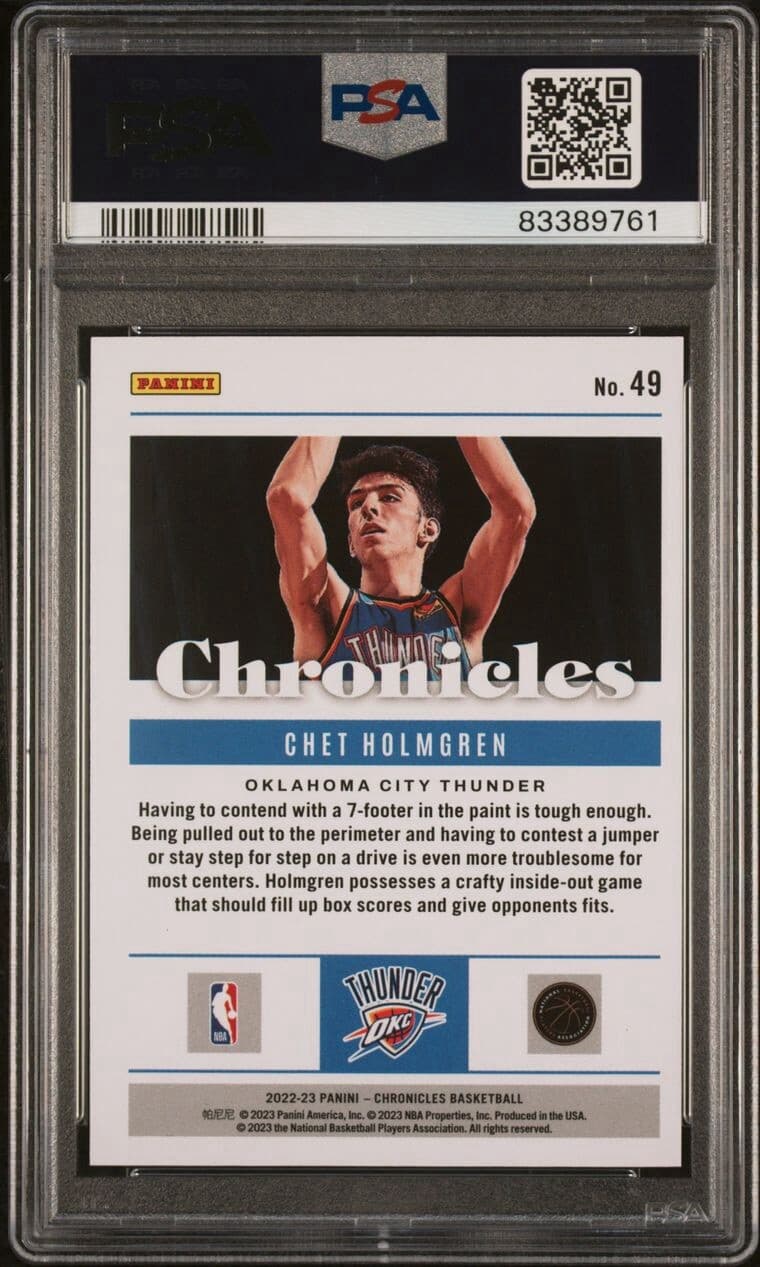 2022 Chronicles Orange #49 Chet Holmgren /75 (RC). Pop 3. Only 1 PSA Pop higher  thumbnail 2