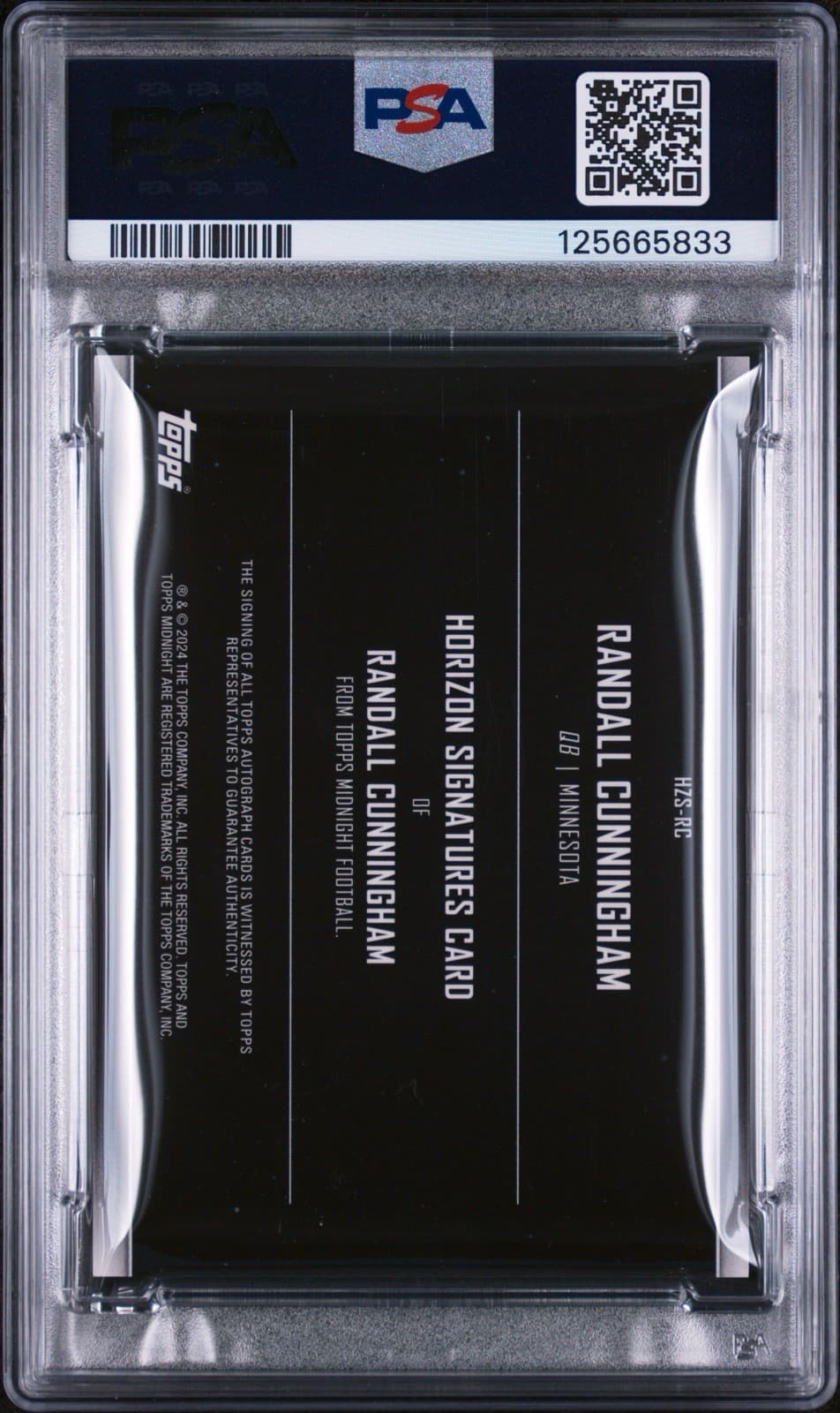 2024 Topps Midnight - Horizon Signatures Randall Cunningham Twilight /99. PSA 9