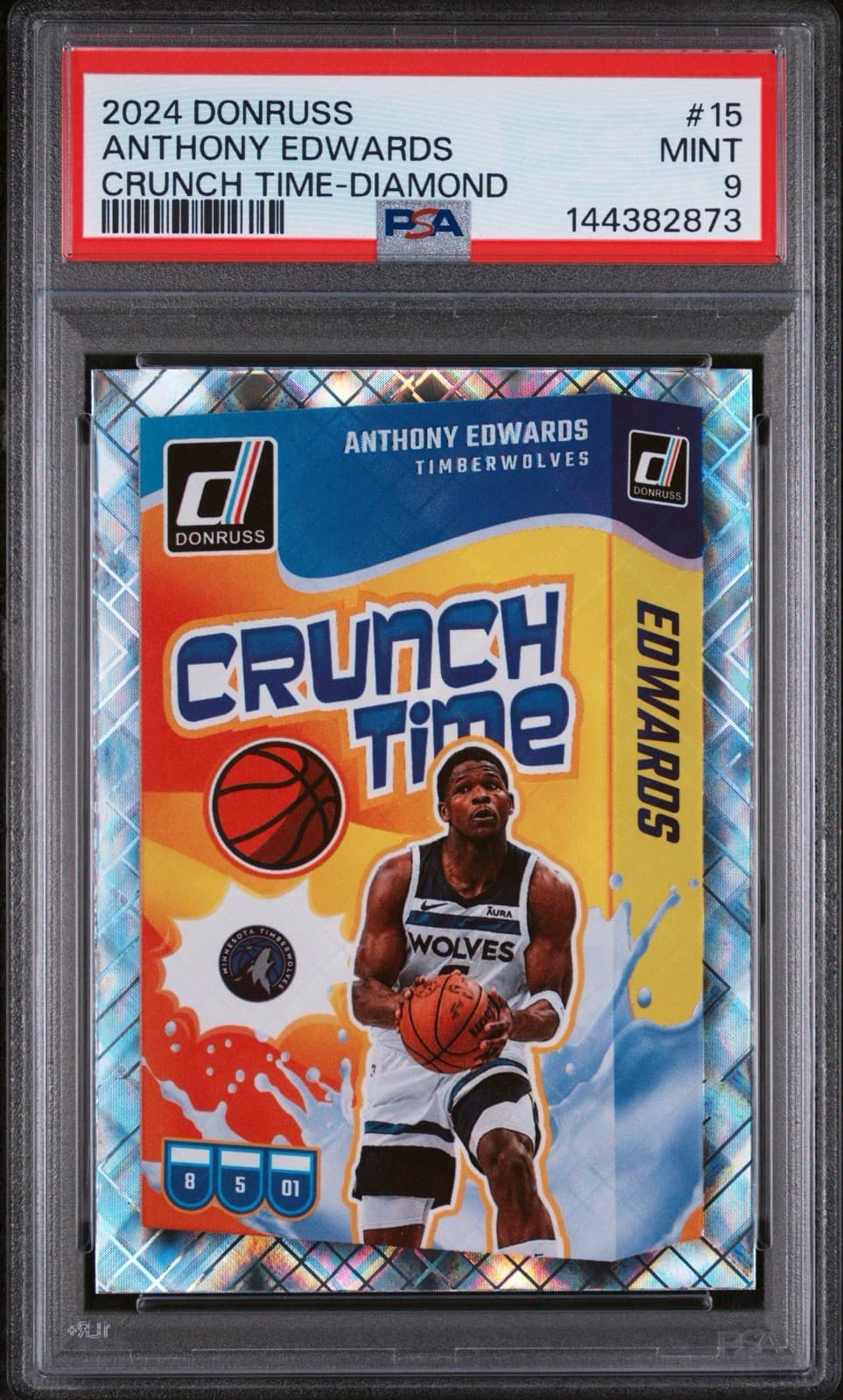 2024-25 Panini Donruss - Crunch Time Anthony Edwards #15 Diamond. PSA 9 MINT