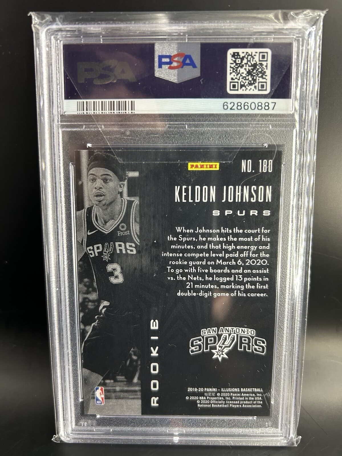 2019-20 Panini Illusions - Rookies #180 Keldon Johnson (RC). PSA 10. Pop 33