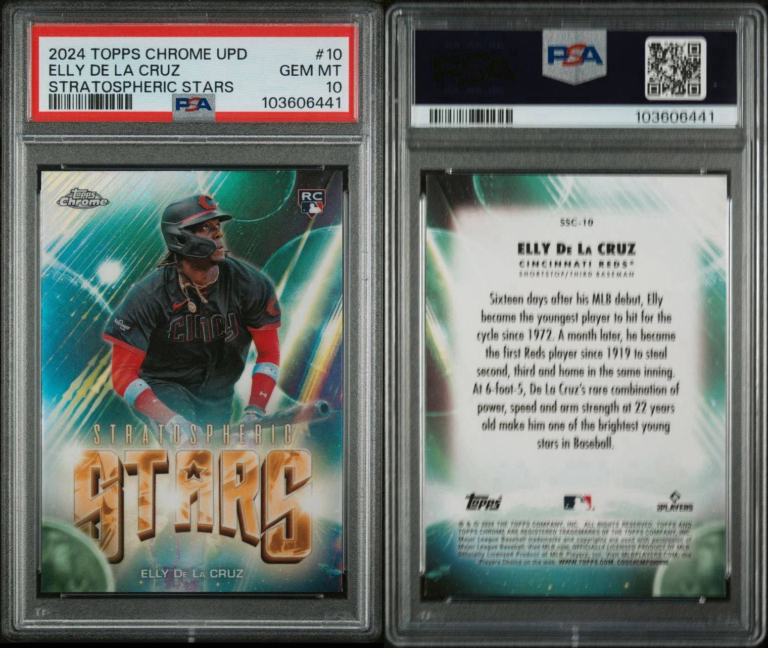 2024 Topps Chrome Update - Stratospheric Stars Elly De La Cruz. PSA 10. Pop 55!