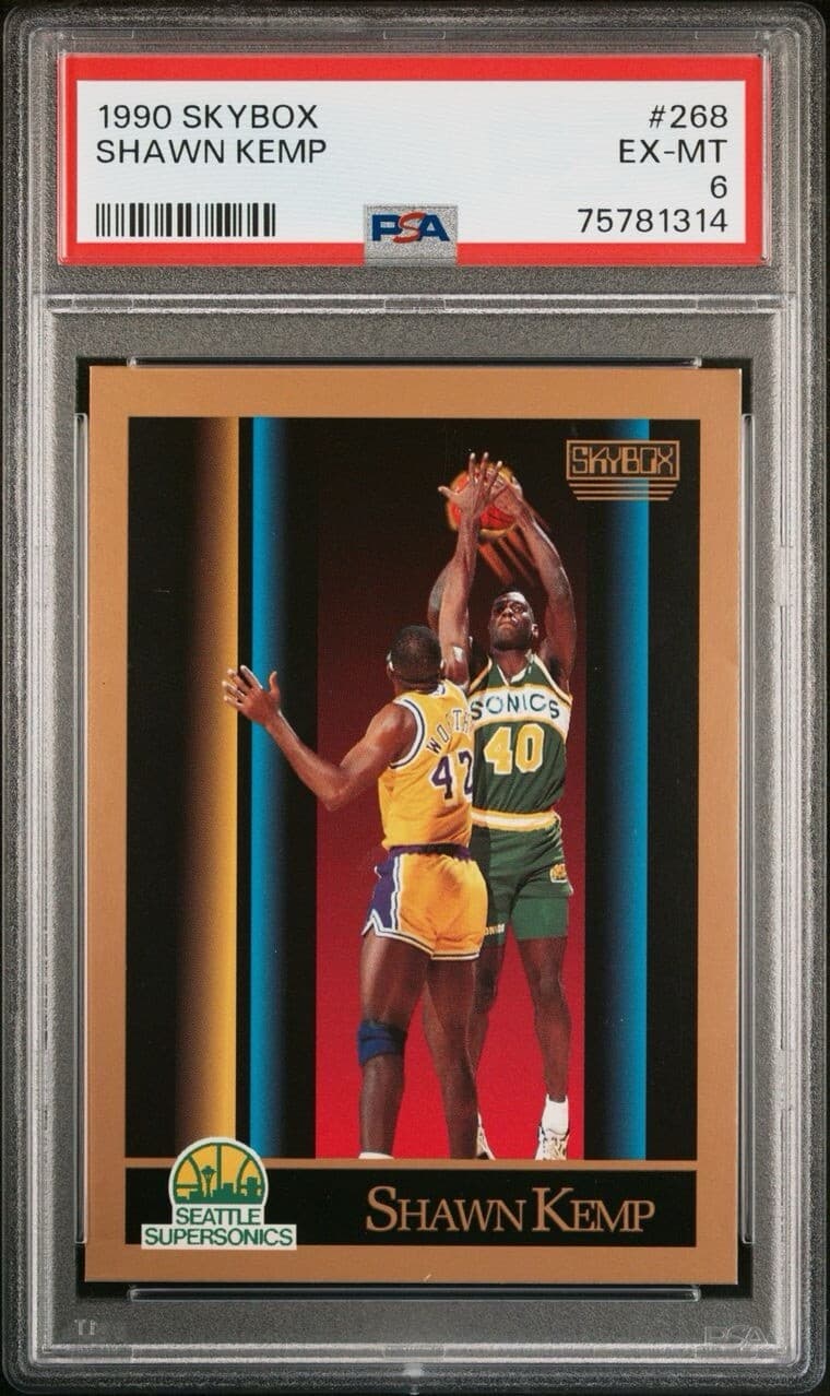 1990 Skybox #268 Shawn Kemp Seattle Supersonics RC Rookie PSA 6 EX-MT