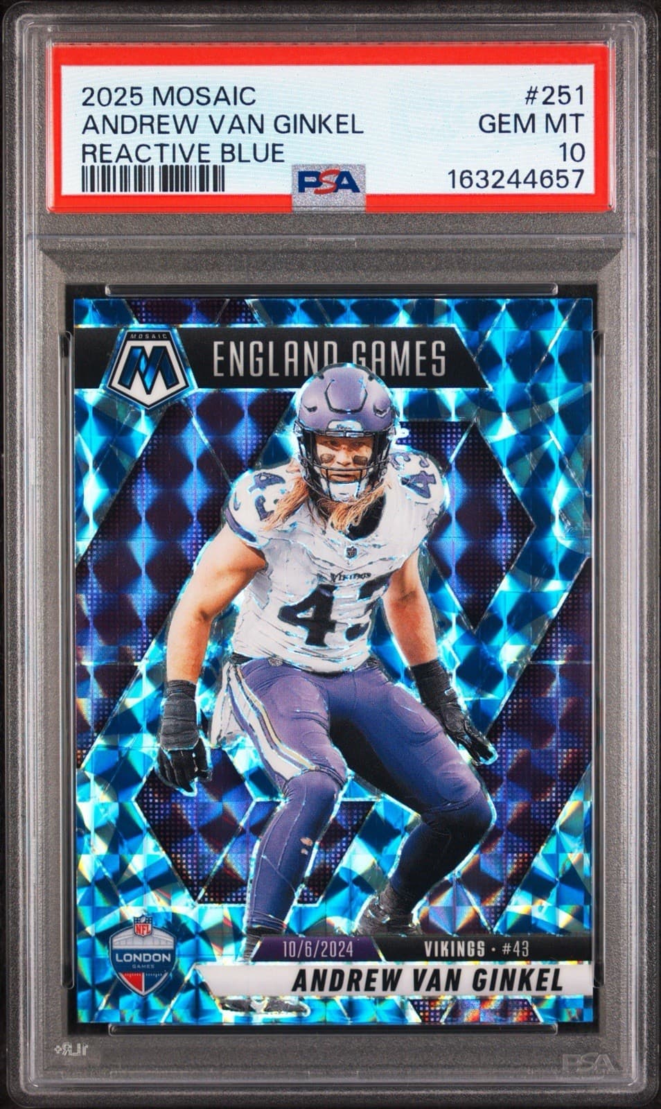 2025 Mosaic - International Games Andrew Van Ginkel Reactive Blue. PSA 10. Pop 1