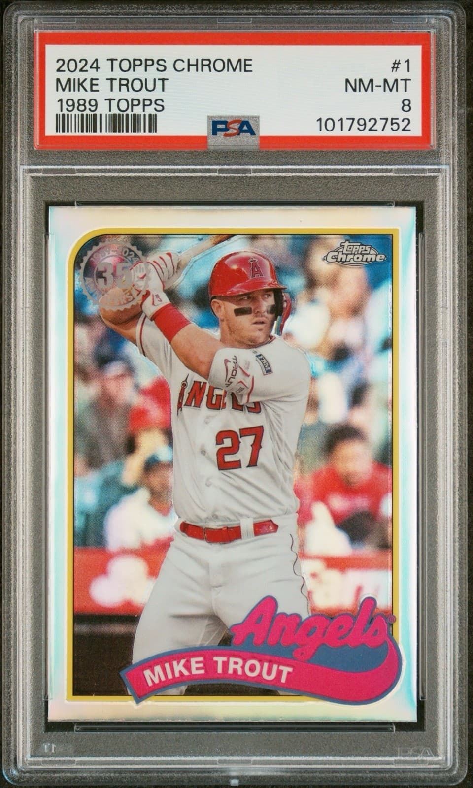 2024 Topps Chrome - 1989 Topps Baseball Mike Trout #89CB-1. PSA 8