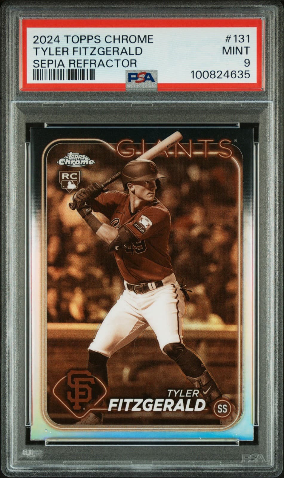 2024 Topps Chrome - Sepia Refractor #131 Tyler Fitzgerald (RC). PSA 9. Pop 4