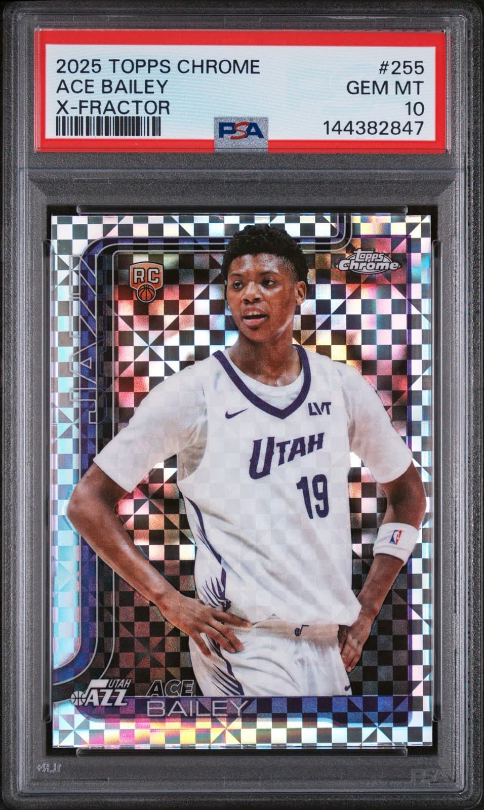 2025-26 Topps Chrome - Ace Bailey #255 X-Fractor (RC). PSA 10 GEM MT