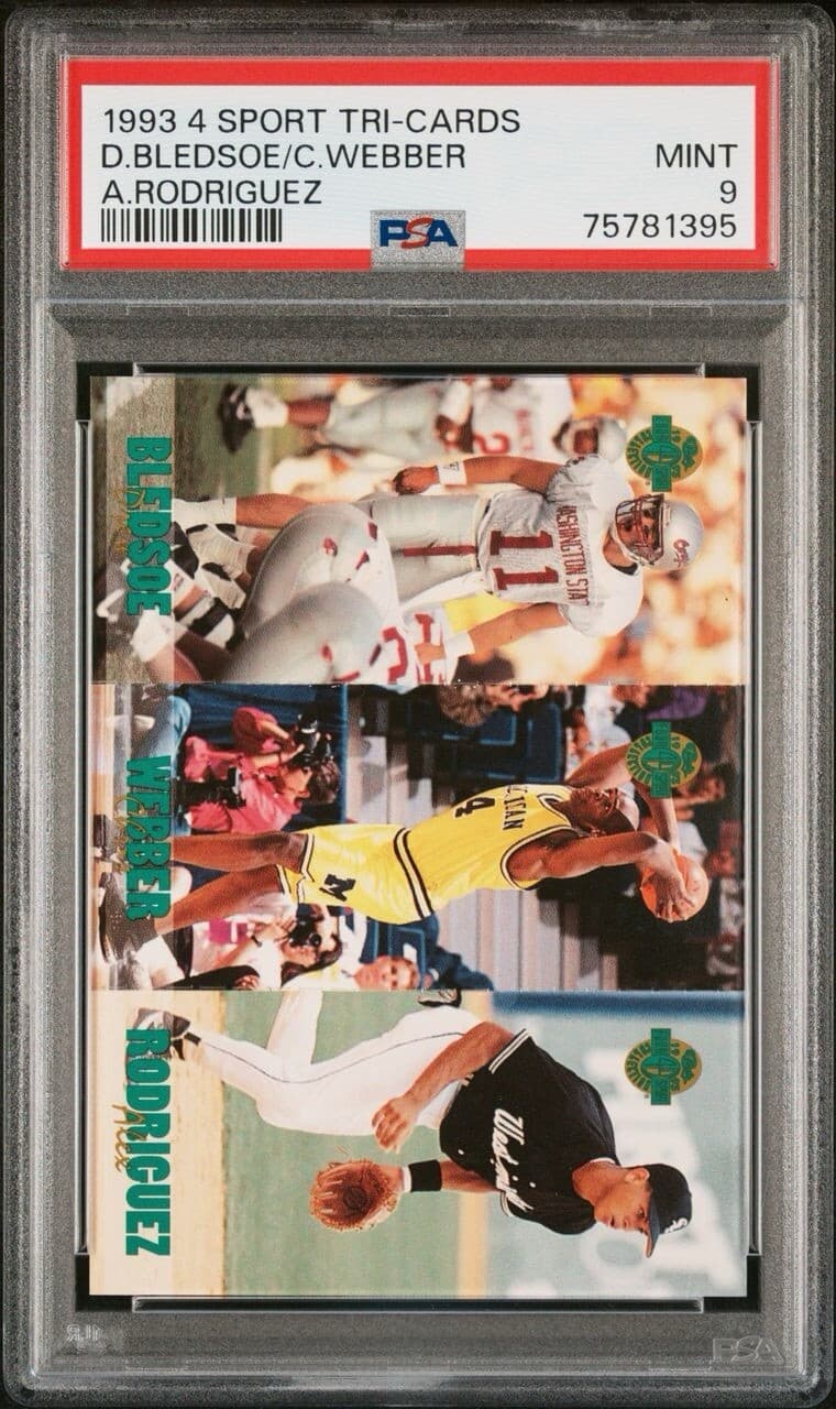 BLEDSOE WEBBER RODRIGUEZ RC HOF 1993 Classic Four Sport Tri-Cards PSA 9