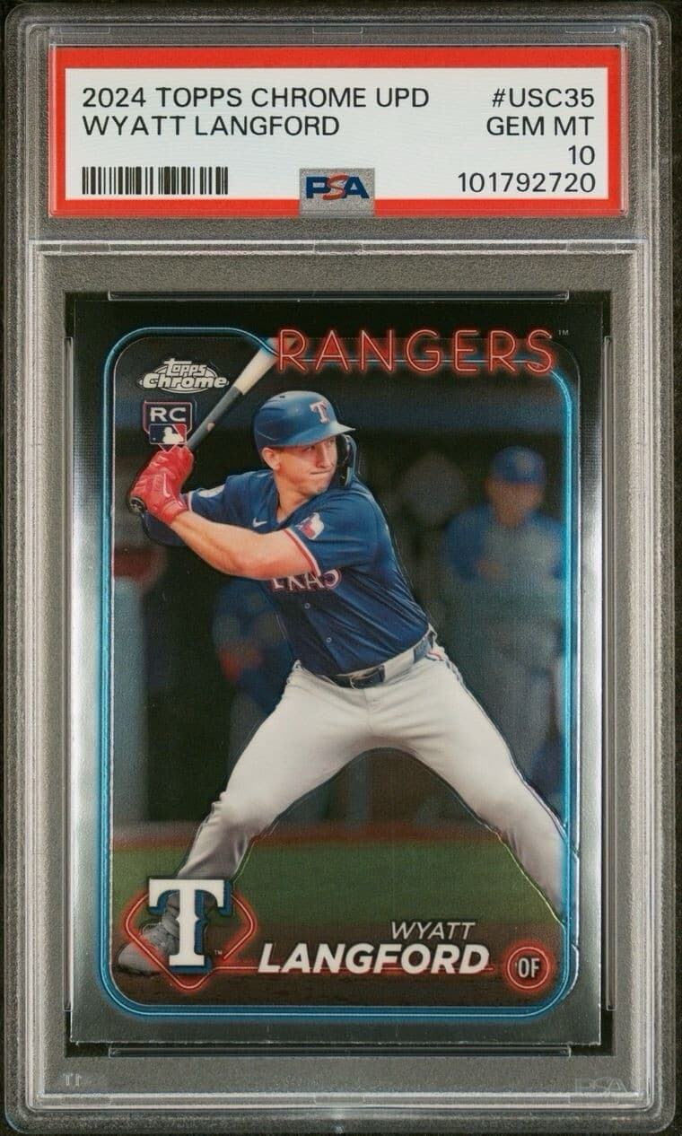 2024 Topps Chrome Update Series - #USC35 Wyatt Langford (RC). PSA 10. Pop 34!