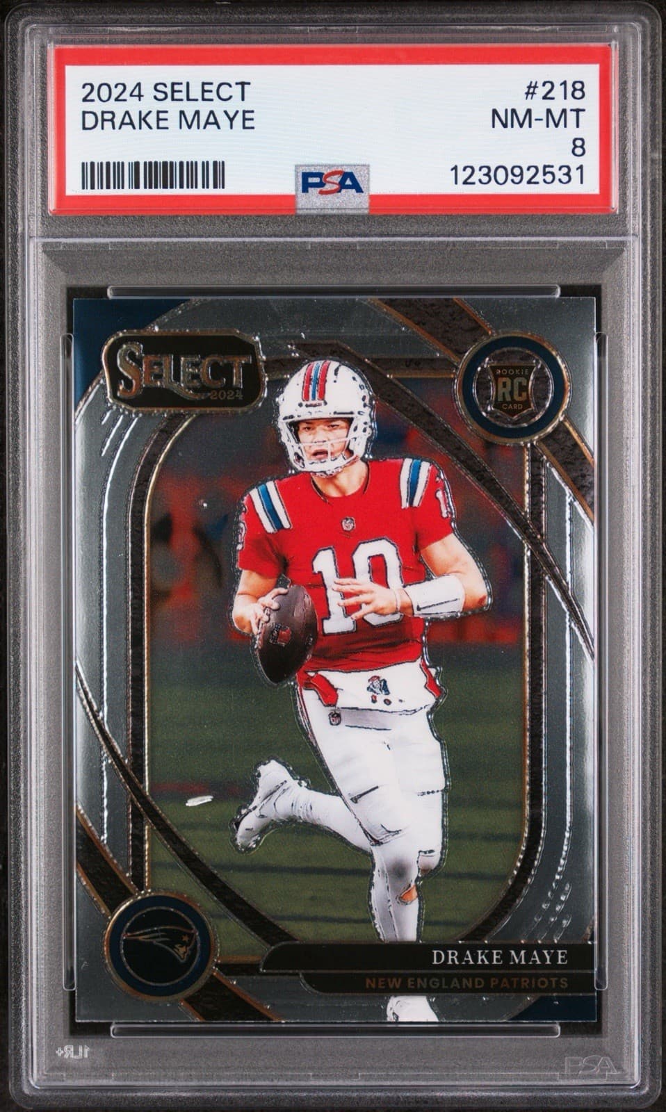 2024 Panini Select - Club Level Drake Maye #218 (RC). PSA 8 NM-MT