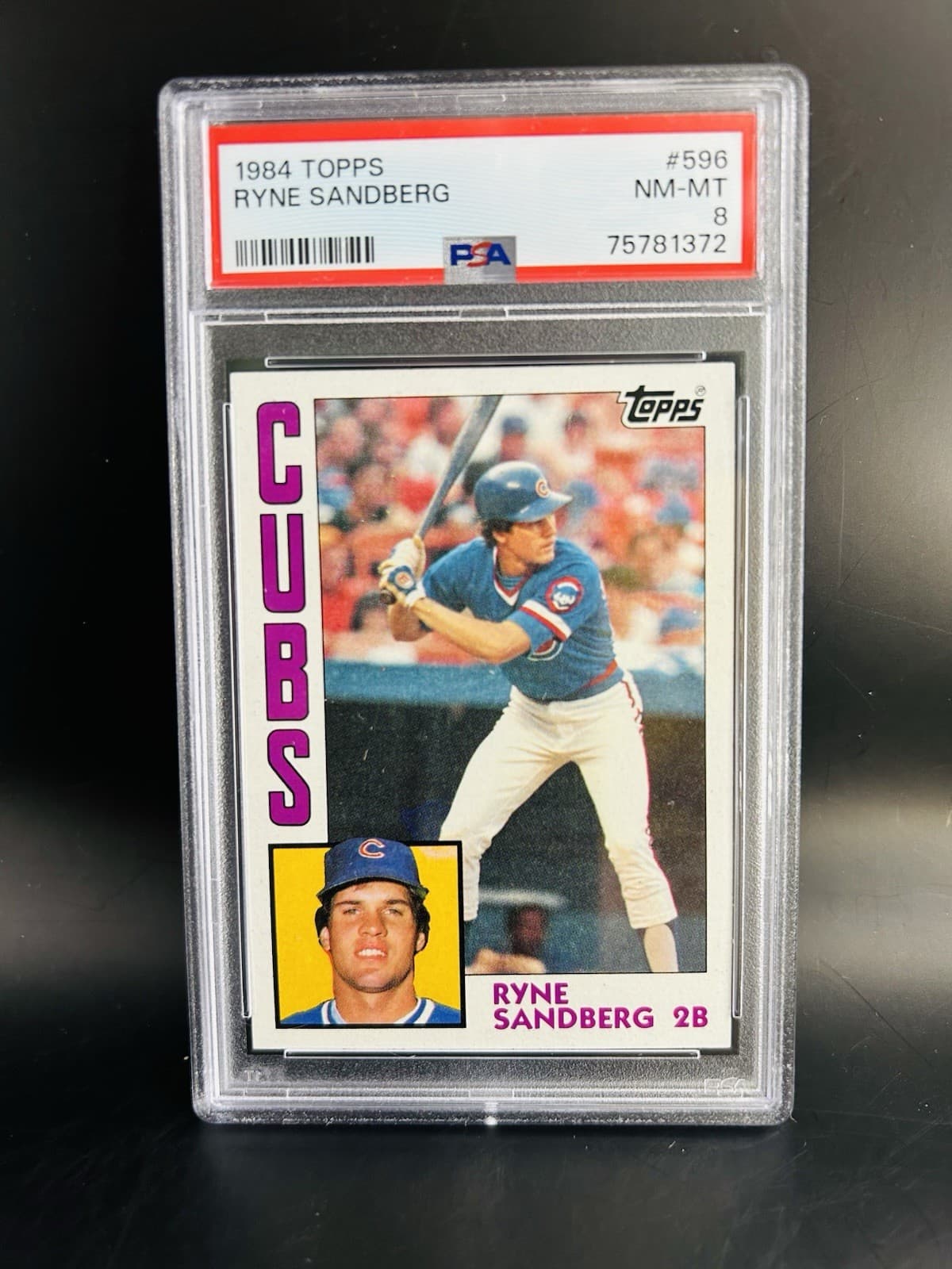 1984 Topps - Ryne Sandberg #596. PSA 8 NM-MT