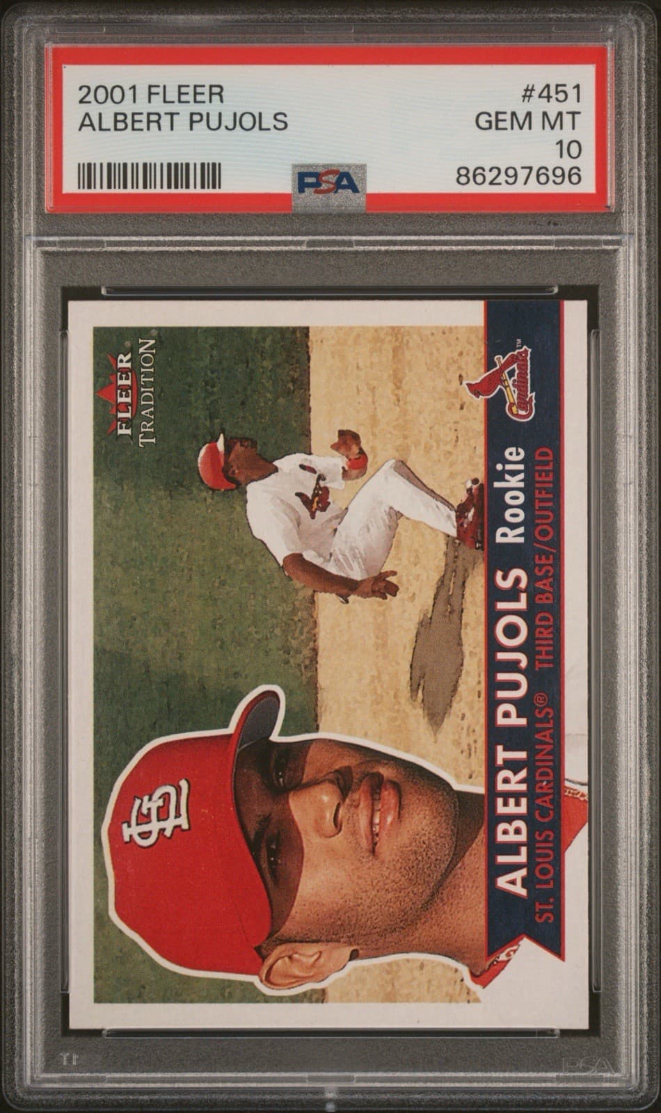 2001 Fleer Tradition - Albert Pujols #451 (RC). PSA 10 GEM MT