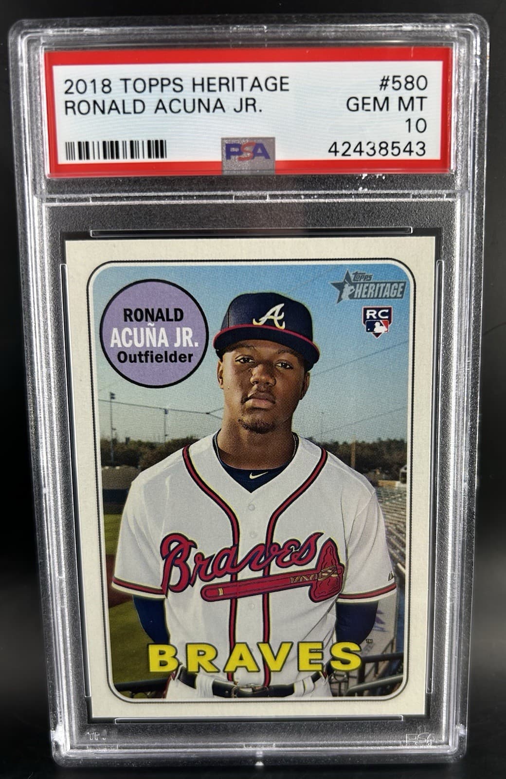 2018 Topps Heritage High Number - Ronald Acuña Jr. #580 (RC). PSA 10 GEM MT