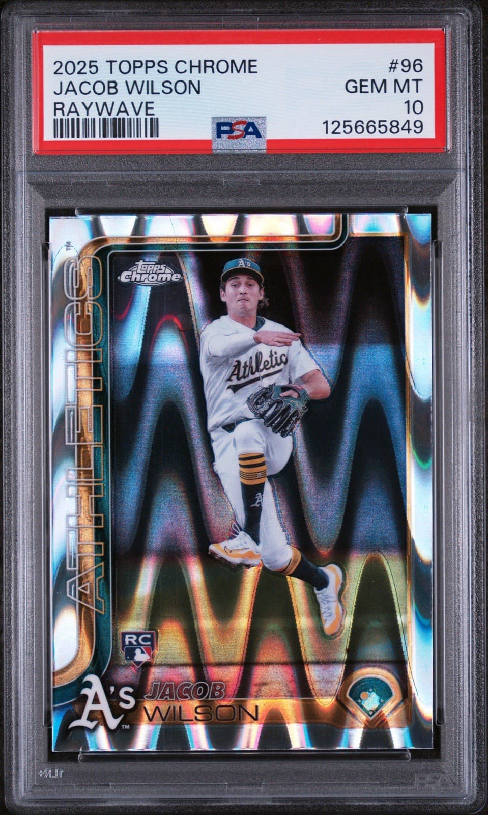 2025 Topps Chrome - Jacob Wilson #96 RayWave Refractor (RC). PSA 10 GEM MT