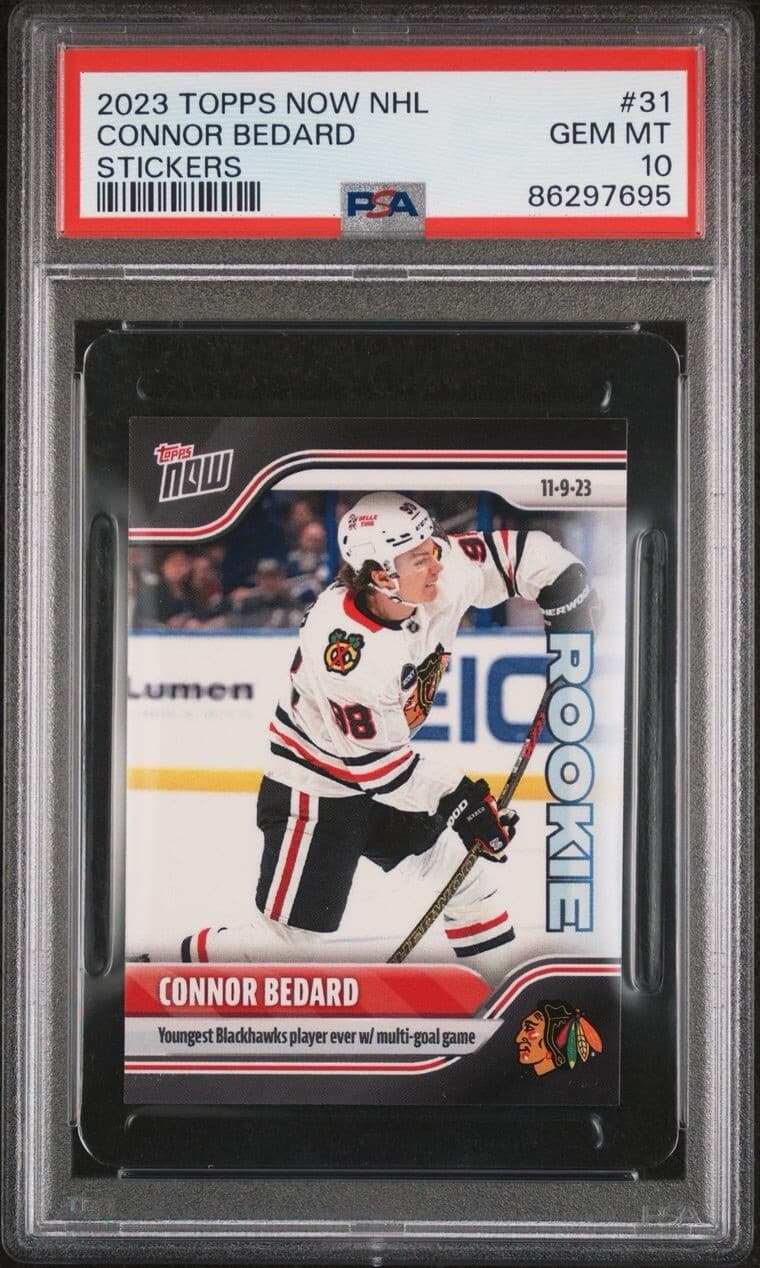 2023 Topps Now NHL Connor Bedard RC Stickers #31 PSA 10