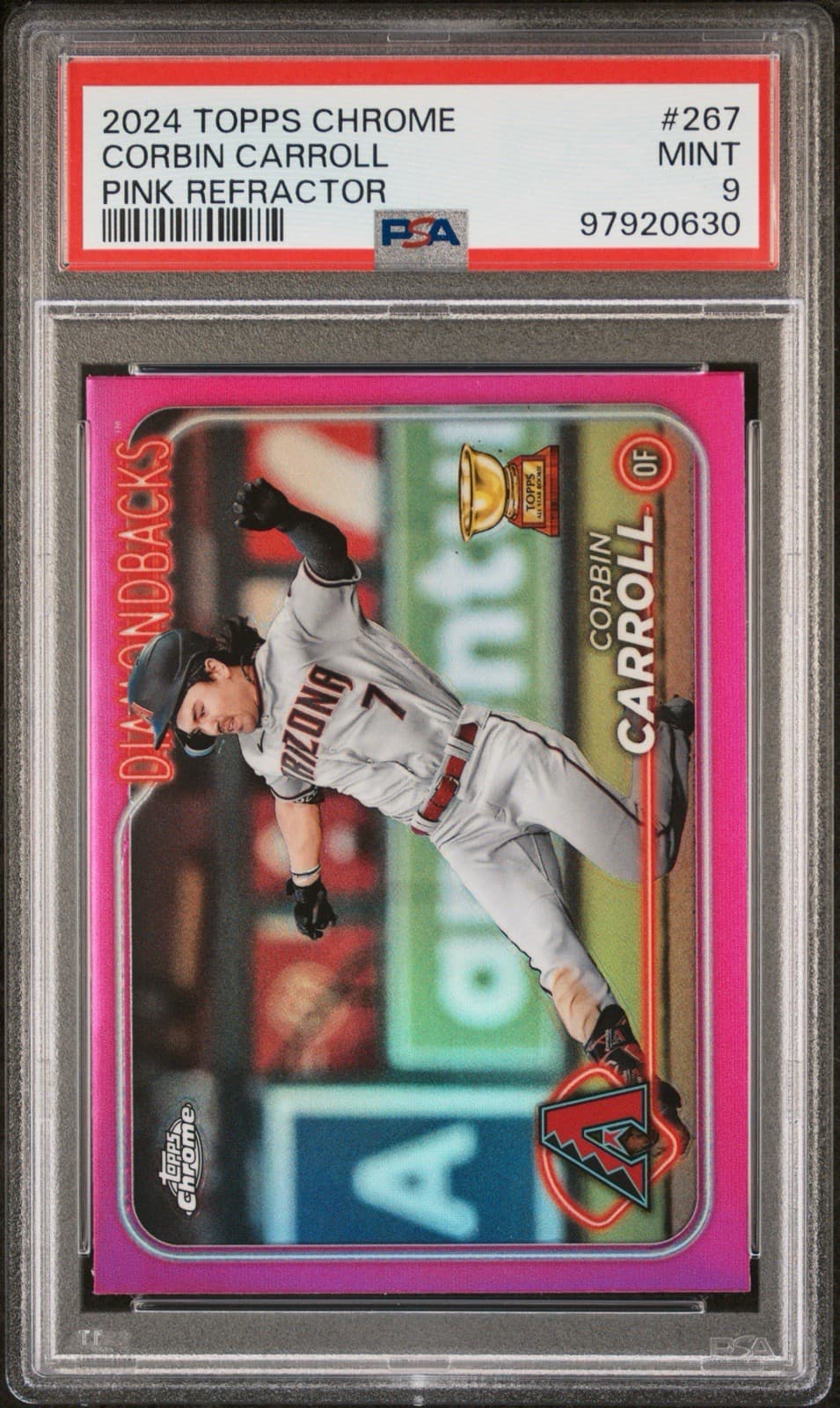 2024 Topps Chrome - Corbin Carroll #267 Pink Refractor. PSA 9 Mint. Pop 2!