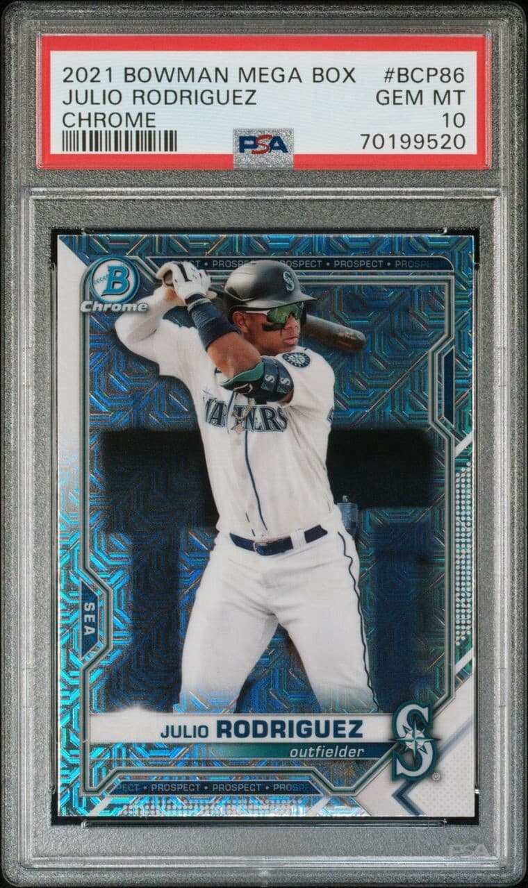 2021 Bowman Mega Box #BCP86 - Julio Rodriguez Chrome PSA 10 GEM MINT Mariners