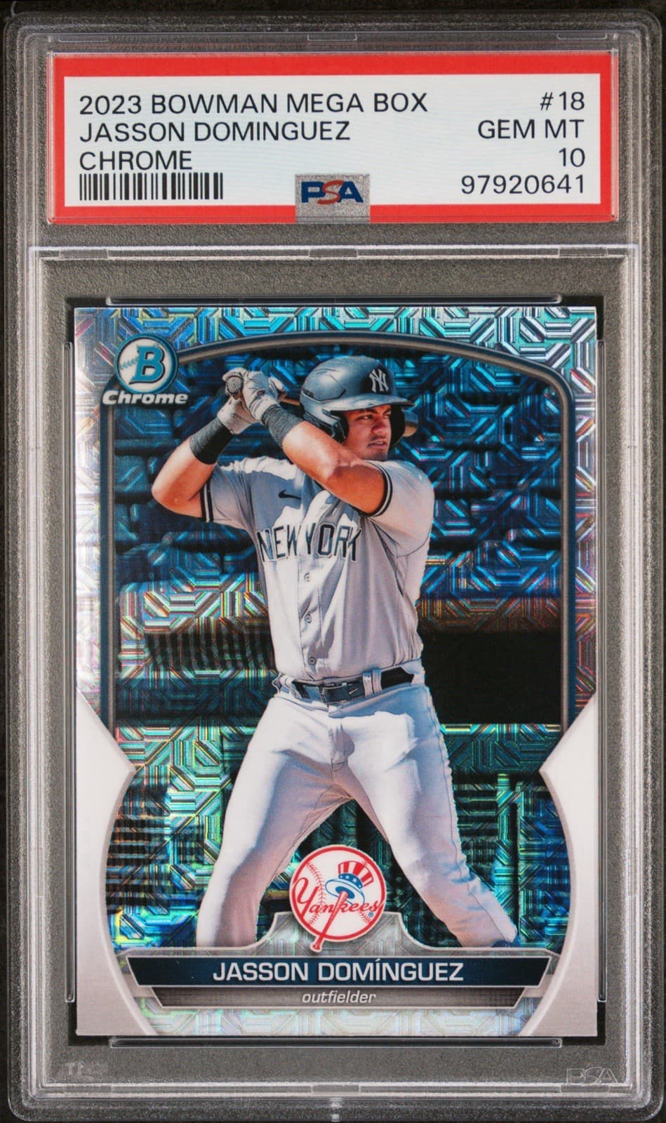 2023 BOWMAN MEGA BOX CHROME #18 JASSON DOMINGUEZ RC. PSA 10 GEM MT