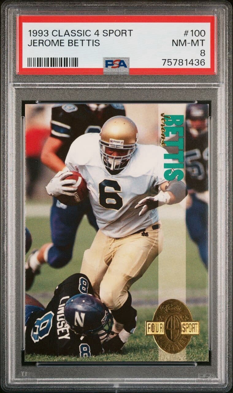 1993 CLASSIC 4 SPORT JEROME BETTIS ROOKIE PSA 8 MINT #100 LOS ANGELES RAMS HOF