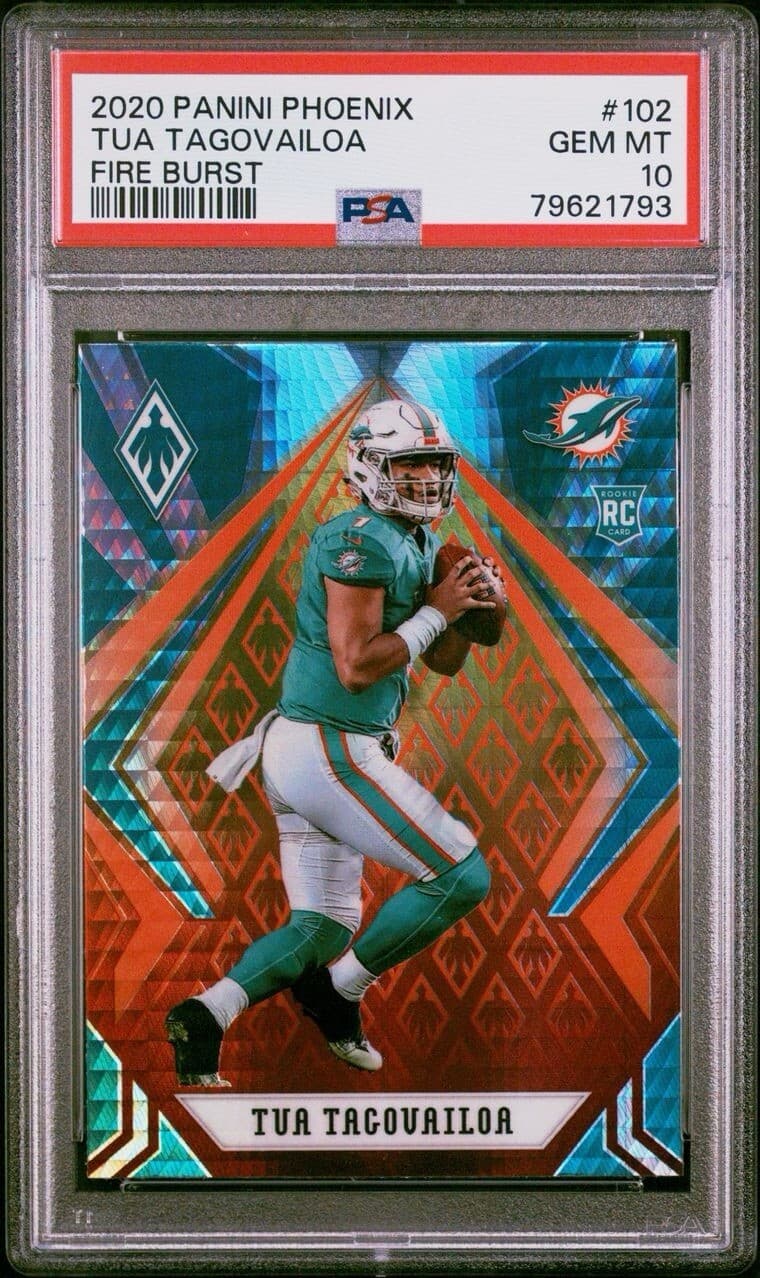 2020 Panini Phoenix Fire Burst #102 Tua Tagovailoa Dolphins RC Rookie PSA 10
