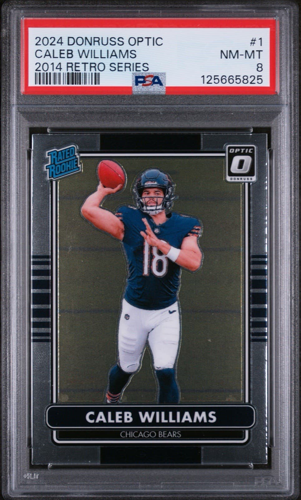 2024 Panini Donruss Optic - 2014 Retro Series Caleb Williams #1 (RC). PSA 8